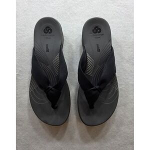 Clarks Women's Cloudsteppers Arla Gilson Black Flip-Flop Thong Sandals. Size 5.5